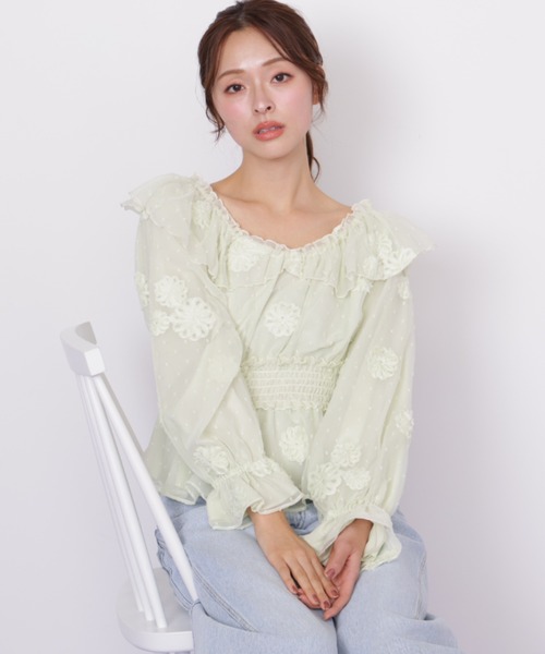 JILL by JILL STUART(ジルバイジルスチュアート)の「2way立体レースブラウス(シャツ/ブラウス・レディース・グリーン/ホワイト・FREE)」の13枚目の写真