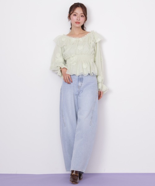 JILL by JILL STUART(ジルバイジルスチュアート)の「2way立体レースブラウス(シャツ/ブラウス・レディース・グリーン/ホワイト・FREE)」の18枚目の写真