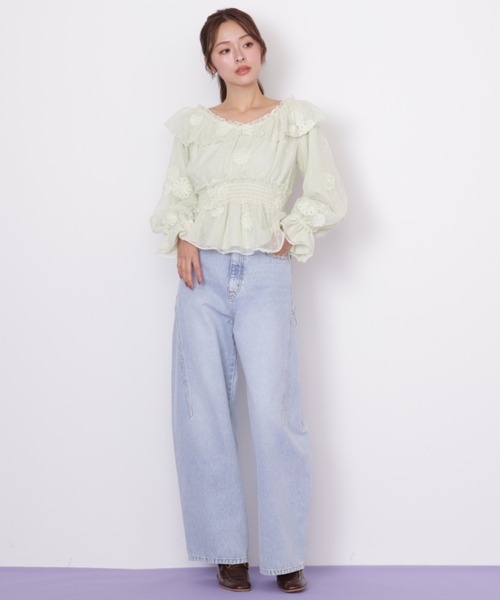 JILL by JILL STUART(ジルバイジルスチュアート)の「2way立体レースブラウス(シャツ/ブラウス・レディース・グリーン/ホワイト・FREE)」の19枚目の写真