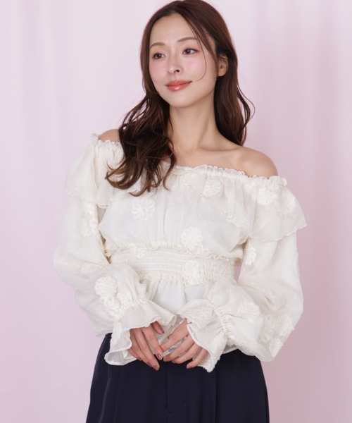 JILL by JILL STUART(ジルバイジルスチュアート)の「2way立体レースブラウス(シャツ/ブラウス・レディース・グリーン/ホワイト・FREE)」の4枚目の写真