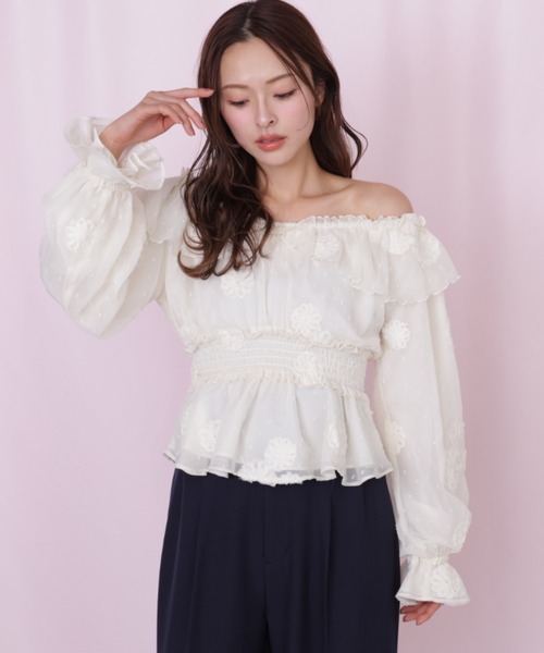 JILL by JILL STUART(ジルバイジルスチュアート)の「2way立体レースブラウス(シャツ/ブラウス・レディース・グリーン/ホワイト・FREE)」の5枚目の写真