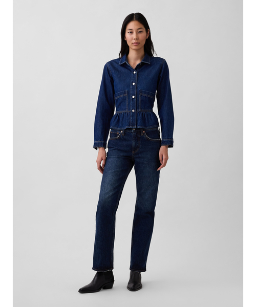GAP(ギャップ)の「ミッドライズ リラックスフィット ストレートデニム(デニムパンツ・レディース・インディゴブルー・27/26/23/24/25/28/29/30)」の2枚目の写真