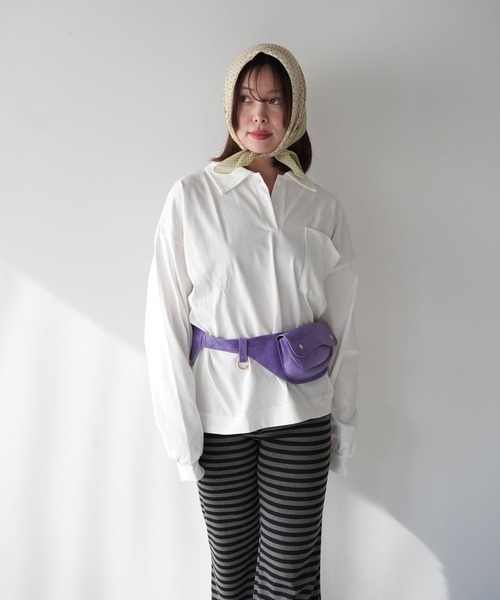 SANSeLF(サンセルフ)の「【SANSeLF】フロントボタンルーズシルエットトップス saw25a076(スウェット・レディース・ホワイト・FREE)」の6枚目の写真