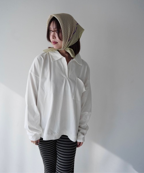 SANSeLF(サンセルフ)の「【SANSeLF】フロントボタンルーズシルエットトップス saw25a076(スウェット・レディース・ホワイト・FREE)」の7枚目の写真