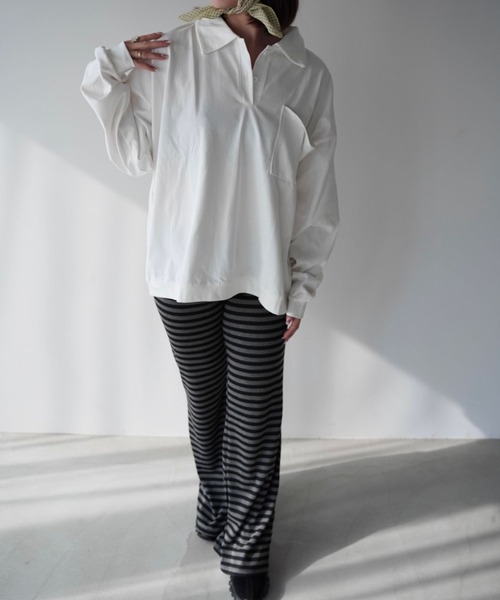 SANSeLF(サンセルフ)の「【SANSeLF】フロントボタンルーズシルエットトップス saw25a076(スウェット・レディース・ホワイト・FREE)」の8枚目の写真