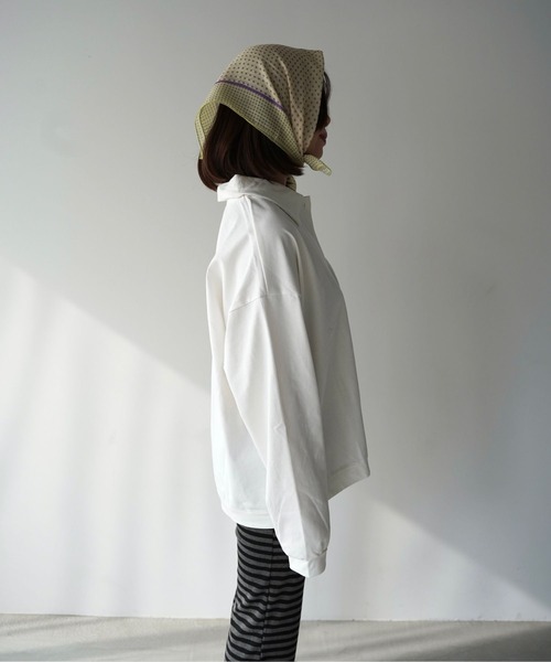 SANSeLF(サンセルフ)の「【SANSeLF】フロントボタンルーズシルエットトップス saw25a076(スウェット・レディース・ホワイト・FREE)」の10枚目の写真