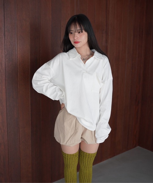 SANSeLF（サンセルフ）の「【SANSeLF】フロントボタンルーズシルエットトップス saw25a076（スウェット・レディース・ホワイト・FREE）」の17枚目の写真