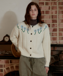 STUDIO&PARC（スタジオアンドパルク）の「フラワーヘビーゲージカーディガン_アイボリー（カーディガン/ボレロ）」