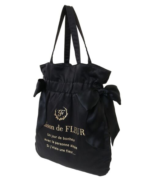 Maison de FLEUR(メゾンドフルール)の「ダブルリボンギャザートートバッグ(トートバッグ・レディース・ピンク/ラベンダー/ネイビー/ブラック・FREE)」の8枚目の写真