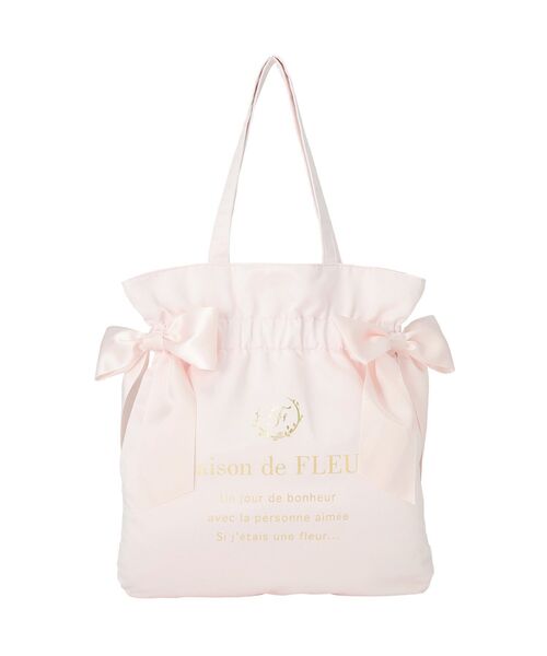 Maison de FLEUR(メゾンドフルール)の「ダブルリボンギャザートートバッグ(トートバッグ・レディース・ピンク/ラベンダー/ネイビー/ブラック・FREE)」の15枚目の写真