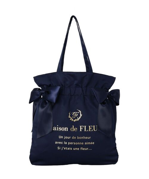 Maison de FLEUR(メゾンドフルール)の「ダブルリボンギャザートートバッグ(トートバッグ・レディース・ピンク/ラベンダー/ネイビー/ブラック・FREE)」の16枚目の写真