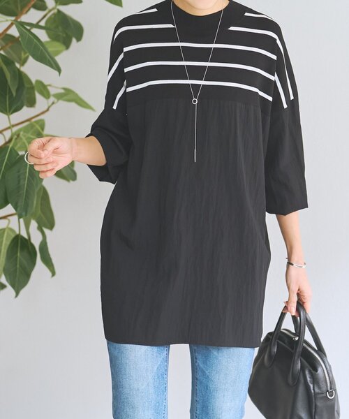 BEARDSLEY（ビアズリー）の「ボーダーニットブラウス（ニット/セーター・レディース・ブラック・FREE）」の7枚目の写真