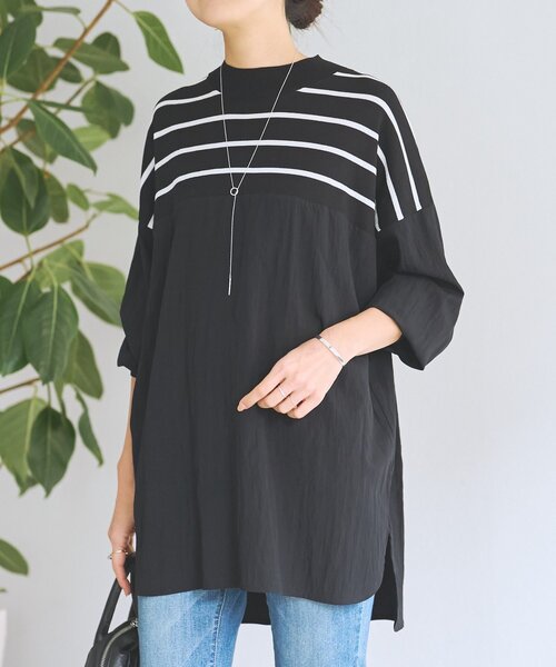 BEARDSLEY（ビアズリー）の「ボーダーニットブラウス（ニット/セーター・レディース・ブラック・FREE）」の8枚目の写真