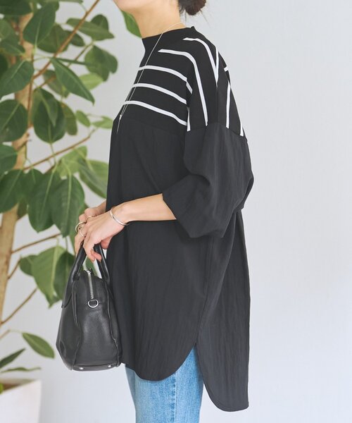 BEARDSLEY（ビアズリー）の「ボーダーニットブラウス（ニット/セーター・レディース・ブラック・FREE）」の9枚目の写真