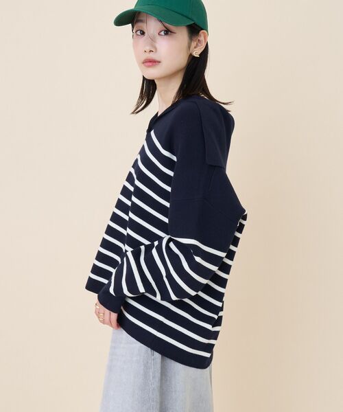 AMERICAN HOLIC（アメリカンホリック）の「セーラーカラーニットプルオーバー（ニット/セーター・レディース・ブラウン/ネイビー/アイボリー・FREE）」の6枚目の写真