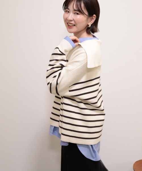 新品 セーラーカラーニットプルオーバー セール】セーラーカラーニットプルオーバー（ニット/セーター