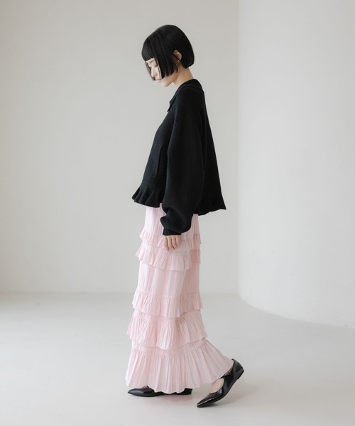 LOWRYS FARM（ローリーズファーム）の「エリニットフリルブルゾン 640855（ブルゾン・レディース・アイボリー/ブラック/グレー/グリーン・FREE）」の12枚目の写真