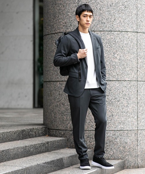 NANO universe（ナノユニバース）の「【Begin 5月号掲載 XLサイズ追加】 ｢Damerino Pack｣for Jet Setter ブークレージャージセットアップ（セットアップ・メンズ・ネイビー/チャコール/ブラウン/グレー系その他4・S/M/L/XL）」の2枚目の写真