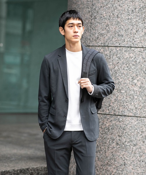 NANO universe（ナノユニバース）の「【Begin 5月号掲載 XLサイズ追加】 ｢Damerino Pack｣for Jet Setter ブークレージャージセットアップ（セットアップ・メンズ・ネイビー/チャコール/ブラウン/グレー系その他4・S/M/L/XL）」の5枚目の写真