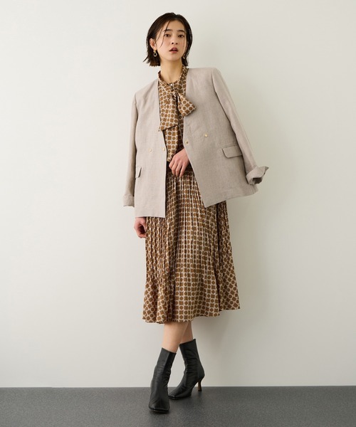 ROPE'(ロペ)の「リネンノーカラージャケット/セットアップ対応(ノーカラージャケット・レディース・ブラウン系その他/ベージュ・38/36)」の14枚目の写真
