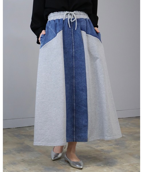 Doumoi(ドゥモエ)の「スウェット切り替え デニムデザイン スカート(スカート・レディース・ブラック系その他/グレー系その他・FREE)」の21枚目の写真