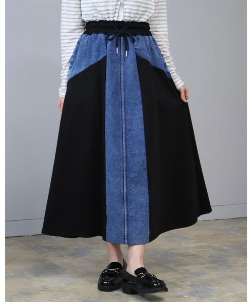 Doumoi(ドゥモエ)の「スウェット切り替え デニムデザイン スカート(スカート・レディース・ブラック系その他/グレー系その他・FREE)」の15枚目の写真