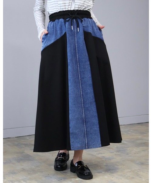 Doumoi(ドゥモエ)の「スウェット切り替え デニムデザイン スカート(スカート・レディース・ブラック系その他/グレー系その他・FREE)」の9枚目の写真