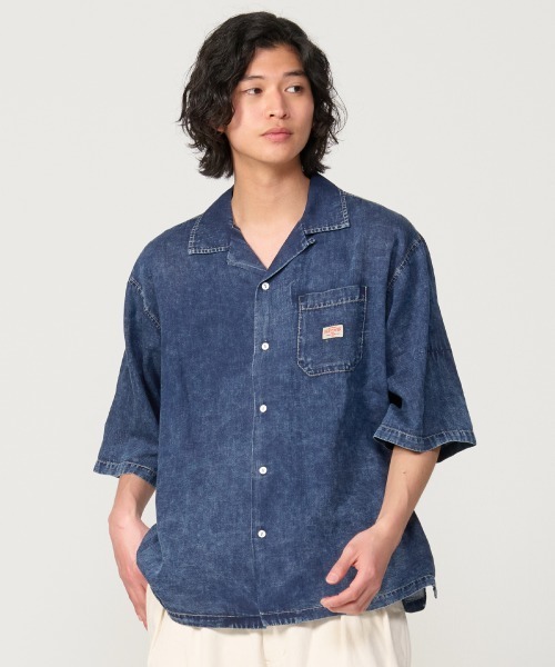 AerLight Denim — свободная рубашка‑поло с длинным рукавом, эффект плавного открытия (лето)