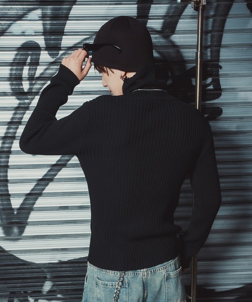 リブ編み ハイネック ニットセーター（ニット/セーター）｜improves