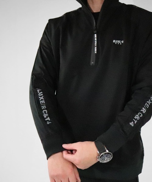 LUXE/R GOLF(ラグジュ ゴルフ)の「(RM)【LUXE/R GOLF】ストレッチ ブロード メッシュ切替え スタンド ハーフZIP(ナイロンジャケット・メンズ・ベージュ系/カーキ系/ブラック/チャコールグレー・LARGE/X-LARGE/MEDIUM)」の15枚目の写真