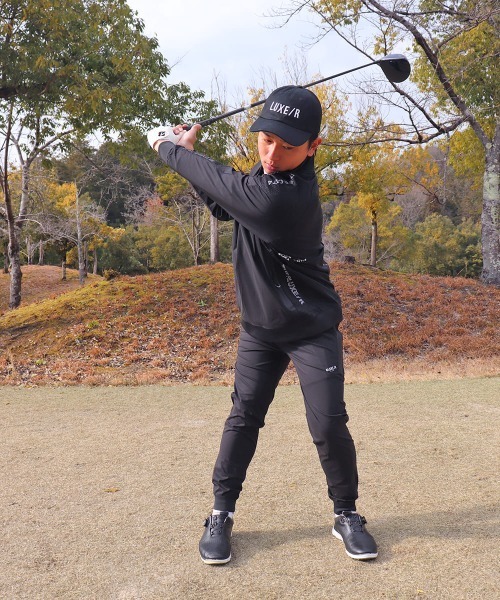 LUXE/R GOLF(ラグジュ ゴルフ)の「(RM)【LUXE/R GOLF】ストレッチ ブロード メッシュ切替え スタンド ハーフZIP(ナイロンジャケット・メンズ・ベージュ系/カーキ系/ブラック/チャコールグレー・LARGE/X-LARGE/MEDIUM)」の22枚目の写真