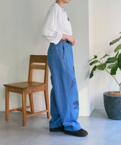 ear PAPILLONNER(イアパピヨネ)の「Kendai×SUM1 STYLE別注パンツ26【SUM1 STYLE】(その他パンツ・レディース・ブルー/ベージュ・FREE)」の4枚目の写真