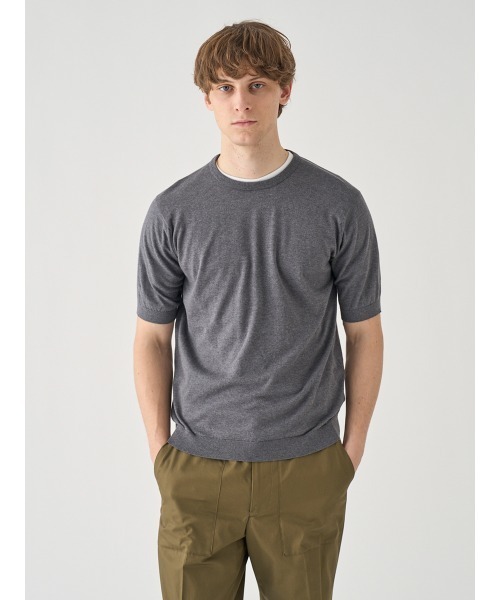 JOHN SMEDLEY(ジョンスメドレー)の「半袖コットンニットTシャツ(ニット/セーター・メンズ・チャコールグレー・S/M/XL/L)」の1枚目の写真