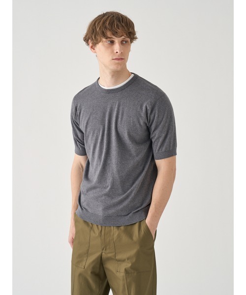 JOHN SMEDLEY(ジョンスメドレー)の「半袖コットンニットTシャツ(ニット/セーター・メンズ・チャコールグレー・S/M/XL/L)」の5枚目の写真