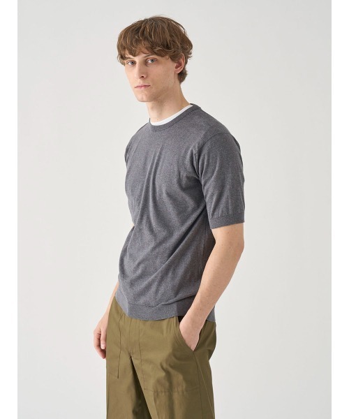 JOHN SMEDLEY(ジョンスメドレー)の「半袖コットンニットTシャツ(ニット/セーター・メンズ・チャコールグレー・S/M/XL/L)」の2枚目の写真