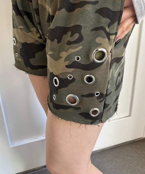 WHO'S WHO gallery（フーズフーギャラリー）の「アイレットスウェットショーツ（スウェットパンツ・レディース・カーキ/ネイビー/ホワイト/チャコールグレー・FREE）」の9枚目の写真