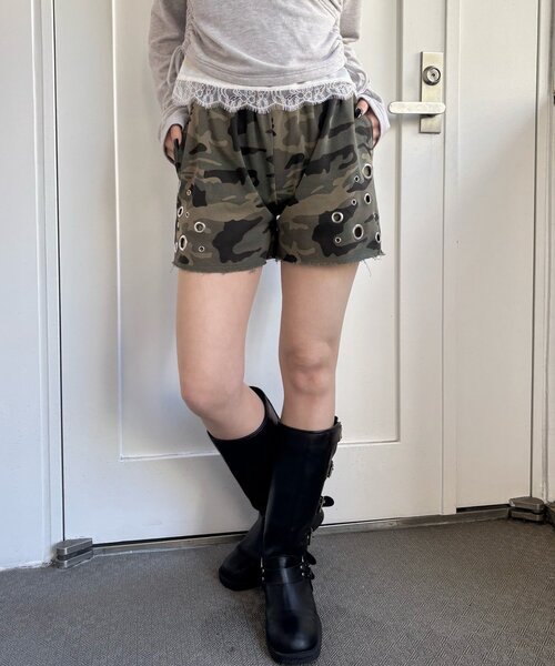 WHO'S WHO gallery（フーズフーギャラリー）の「アイレットスウェットショーツ（スウェットパンツ・レディース・カーキ/ネイビー/ホワイト/チャコールグレー・FREE）」の11枚目の写真