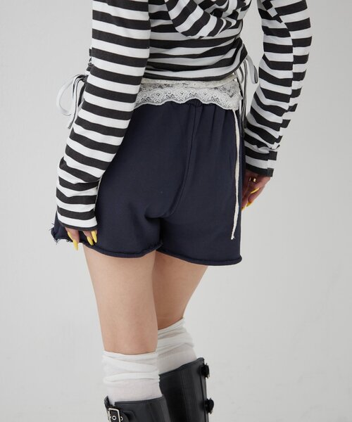 WHO'S WHO gallery（フーズフーギャラリー）の「アイレットスウェットショーツ（スウェットパンツ・レディース・カーキ/ネイビー/ホワイト/チャコールグレー・FREE）」の18枚目の写真