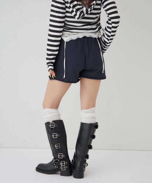 WHO'S WHO gallery（フーズフーギャラリー）の「アイレットスウェットショーツ（スウェットパンツ・レディース・カーキ/ネイビー/ホワイト/チャコールグレー・FREE）」の21枚目の写真