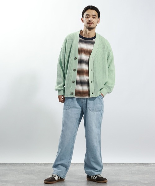 BAYFLOW(ベイフロー)の「TIDYニットカーディガン(カーディガン/ボレロ・メンズ・ベージュ/サックスブルー・MEDIUM/LARGE)」の5枚目の写真