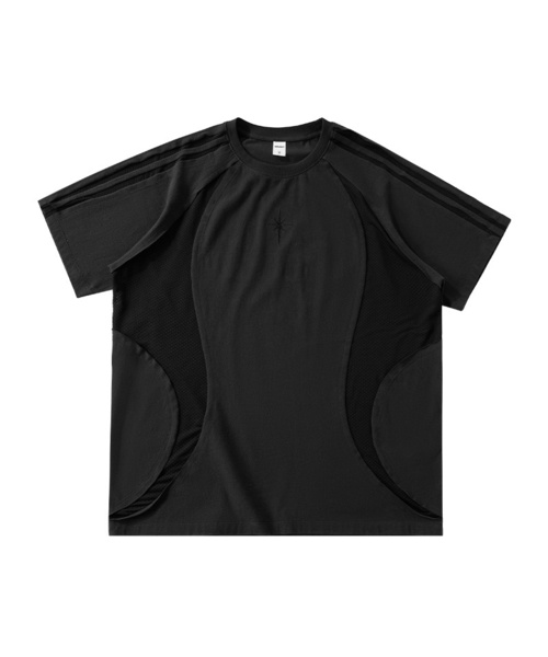 BUTTON SEOUL（ボタンソウル）の「エアカーブメッシュラグランショートスリーブTシャツ (2カラー)（Tシャツ/カットソー・メンズ・ホワイト/ブラック・M(48)/L(50)/XL）」の2枚目の写真