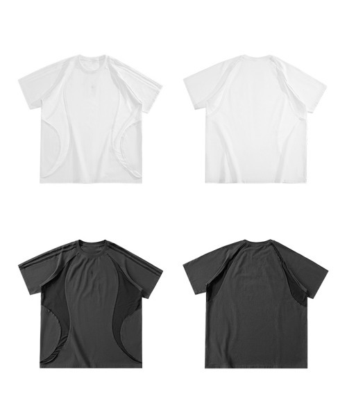 BUTTON SEOUL（ボタンソウル）の「エアカーブメッシュラグランショートスリーブTシャツ (2カラー)（Tシャツ/カットソー・メンズ・ホワイト/ブラック・M(48)/L(50)/XL）」の4枚目の写真