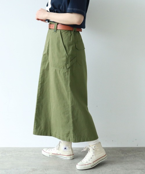 PAR ICI（パーリッシィ）の「高密度ツイル ワークスカート（スカート・レディース・カーキ・FREE）」の4枚目の写真