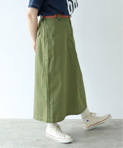 PAR ICI（パーリッシィ）の「高密度ツイル ワークスカート（スカート・レディース・カーキ・FREE）」の6枚目の写真