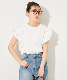 限定展開 フリル スリーブ Tシャツ