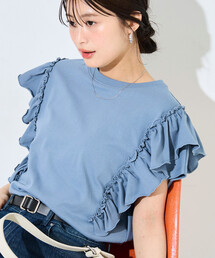 限定展開 フリル スリーブ Tシャツ