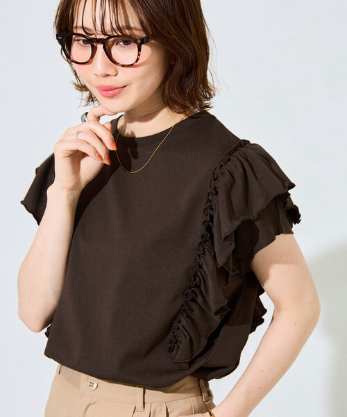 セール】限定展開 フリル スリーブ Tシャツ（Tシャツ/カットソー