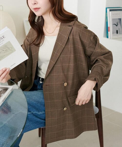 WEB限定】グレンチェックテーラードジャケット（テーラードジャケット
