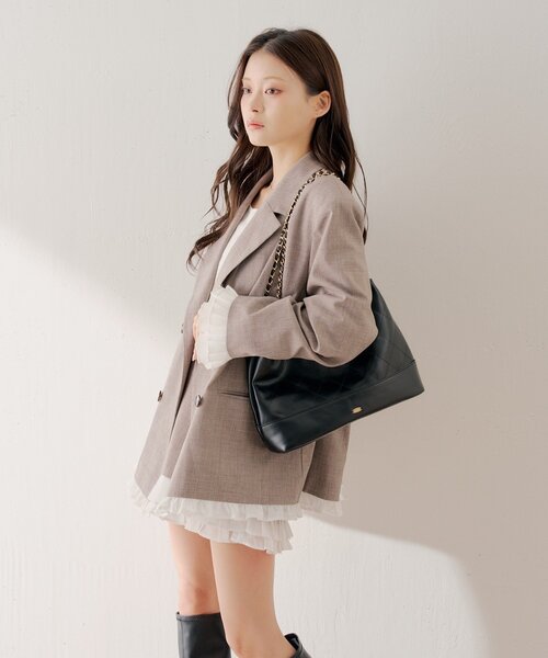 Chico（チコ）の「【セットアップ対応】袖フリルテーラードジャケット（テーラードジャケット・レディース・ベージュ系その他2/グレー/ベージュ・FREE）」の9枚目の写真