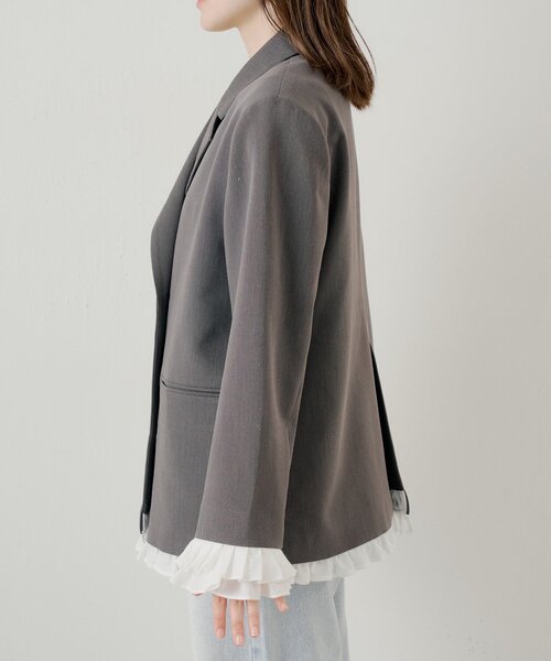 Chico（チコ）の「【セットアップ対応】袖フリルテーラードジャケット（テーラードジャケット・レディース・ベージュ系その他2/グレー/ベージュ・FREE）」の19枚目の写真